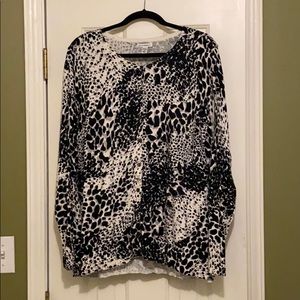 Croft&Barrow black white gray animal cardigan 1x